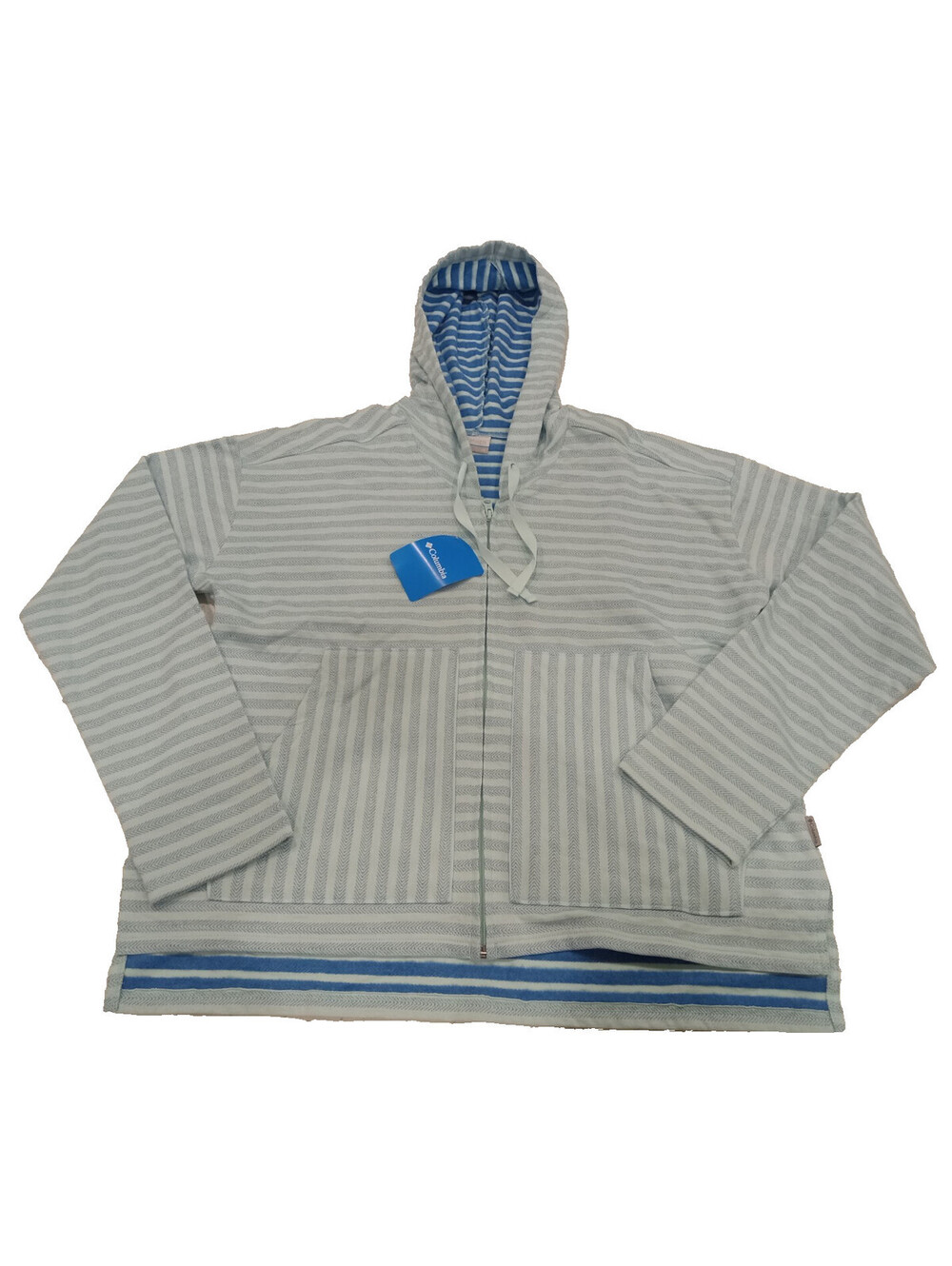 Columbia Melody Spring Jacket Womens XL Blue Green Striped Hooded Full Zip NWT